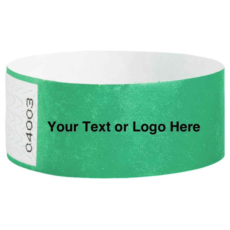 Tyvek 1" Qwik Fit Wristbands - shown in pantone green with a placeholder to shown a spot to customize your wristband