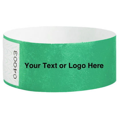 Tyvek 1" Qwik Fit Wristbands - shown in pantone green with a placeholder to shown a spot to customize your wristband