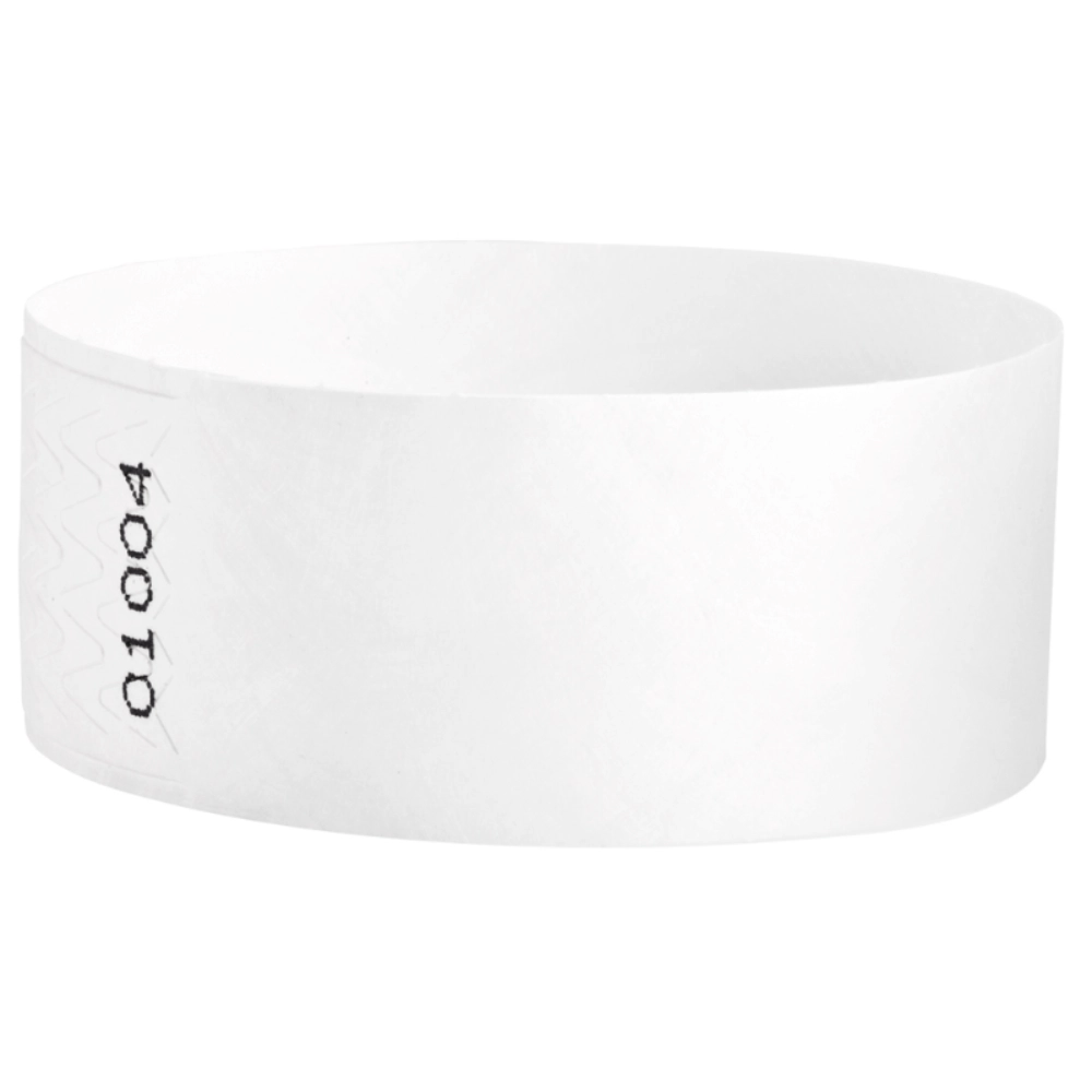 Tyvek 1" qwik fit wristband in white - shown in round 