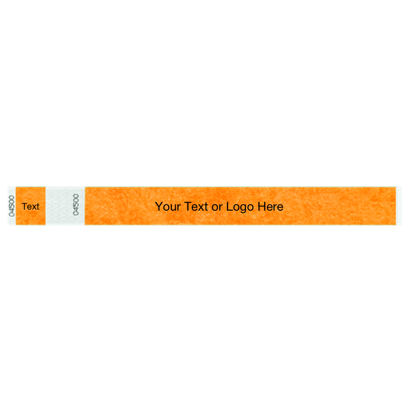 tyvek 1" detachable stub wristband in neon orange