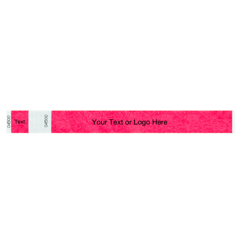 tyvek 1" detachable stub wristband in neon pink