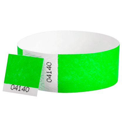 tyvek 1" detachable stub wristband in neon green
