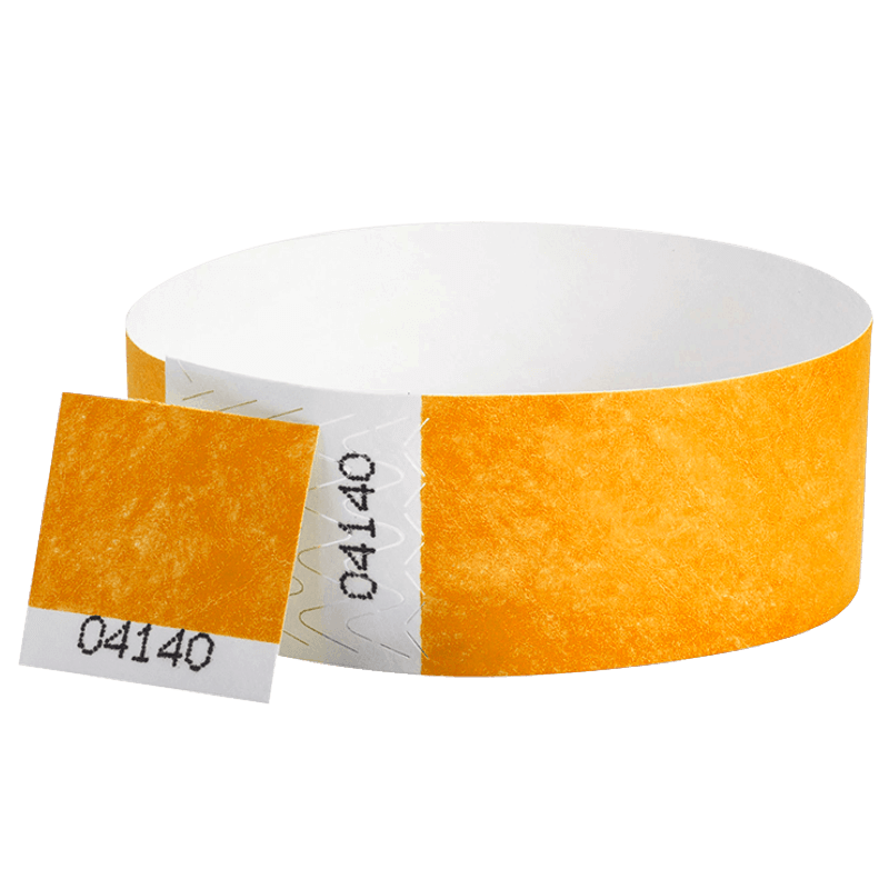 tyvek 1" detachable stub wristband in neon orange