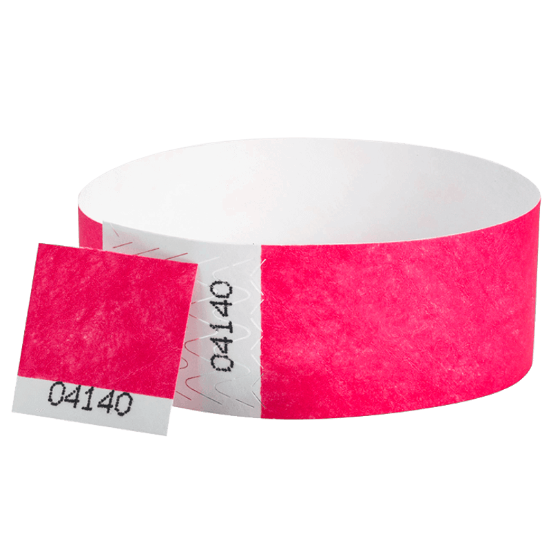 tyvek 1" detachable stub wristband in neon pink
