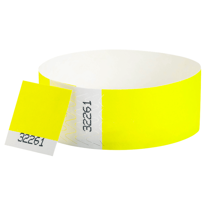 tyvek 1" detachable stub wristband in neon yellow