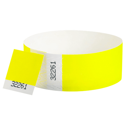 tyvek 1" detachable stub wristband in neon yellow