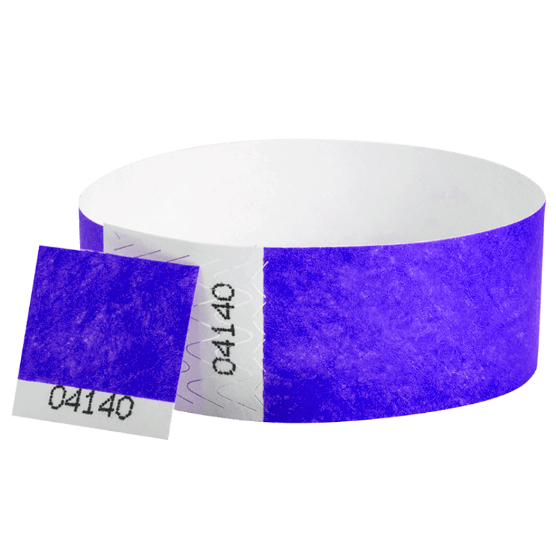 tyvek 1" detachable stub wristband in purple
