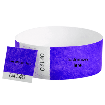 tyvek 1" detachable stub wristband with a placeholder to customize shown in purple