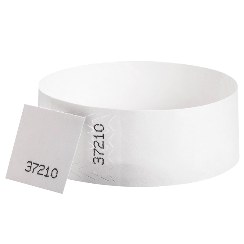 tyvek 1" detachable stub wristband in white