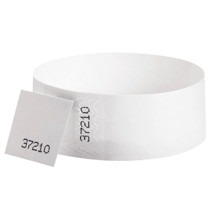 tyvek 1" detachable stub wristband in white