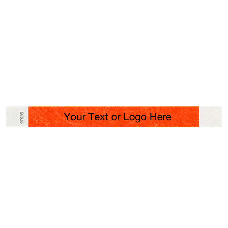 coral red tyvek 1" solid wristband with a placeholder to customize with your text or logo