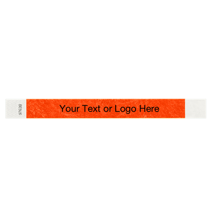 coral red tyvek 1" solid wristband with a placeholder to customize with your text or logo
