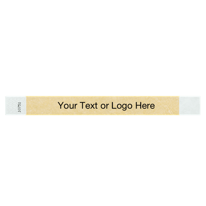 gold tyvek 1" solid wristband with a placeholder to customize with your text or logo