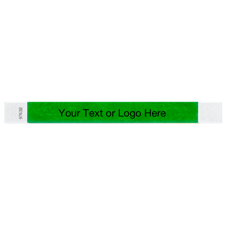 kelly green tyvek 1" solid wristband with a placeholder to customize with your text or logo