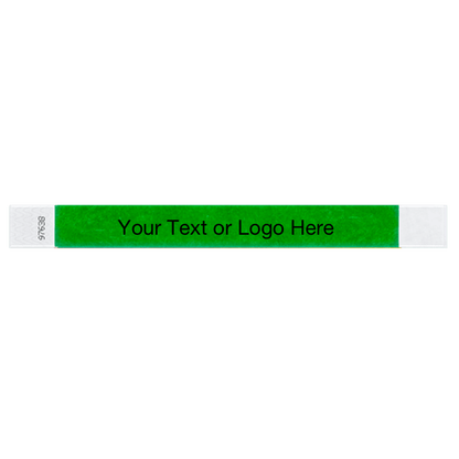 kelly green tyvek 1" solid wristband with a placeholder to customize with your text or logo