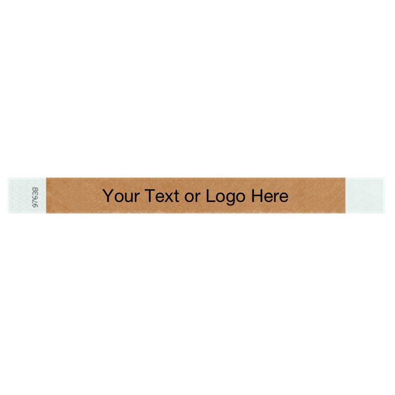mocha tyvek 1" solid wristband with a placeholder to customize with your text or logo