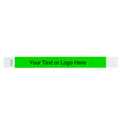 neon green tyvek 1" solid wristband with a placeholder to customize with your text or logo 