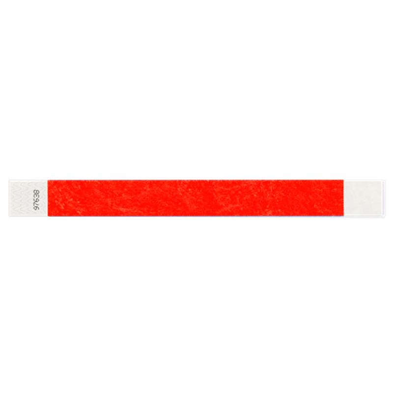 neon red tyvek 1" solid wristband