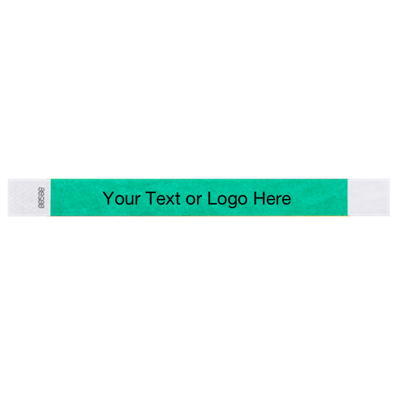 pantone green tyvek 1" solid wristband with a placeholder to customize with your text or logo