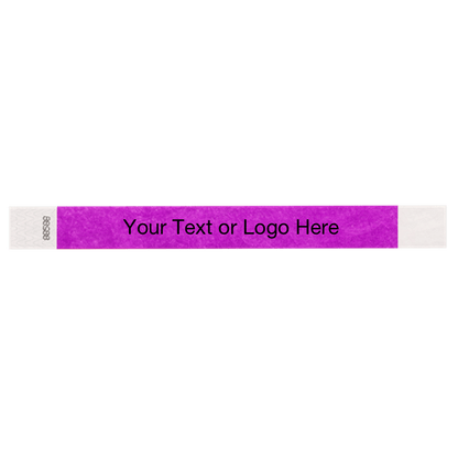 pantone purple tyvek 1" solid wristband with a placeholder to customize with your text or logo
