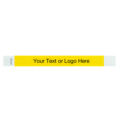 pantone yellow tyvek 1" solid wristband with a placeholder to customize with your text or logo
