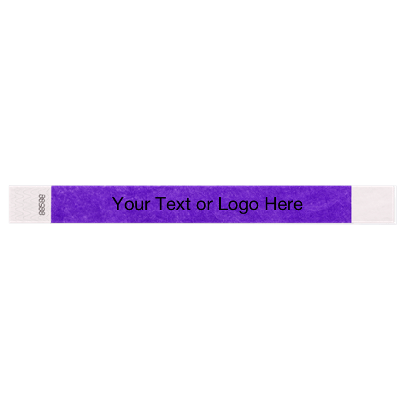 purple tyvek 1" solid wristband with a placeholder to customize with your text or logo