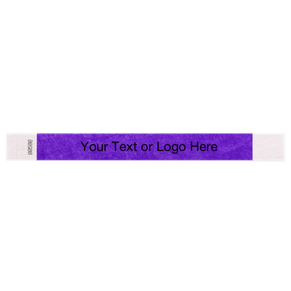 purple tyvek 1" solid wristband with a placeholder to customize with your text or logo