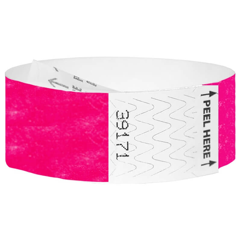 tyvek 1" wristbands litter free neon pink