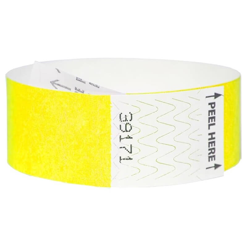 tyvek 1" litter free wristband in neon yellow