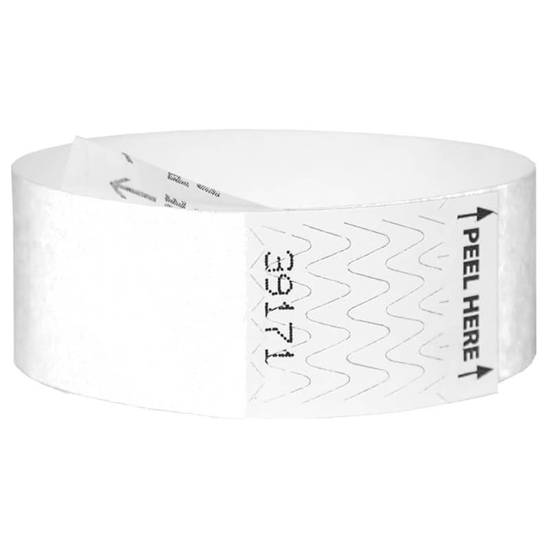 litter free tyvek 1" wristbands in white
