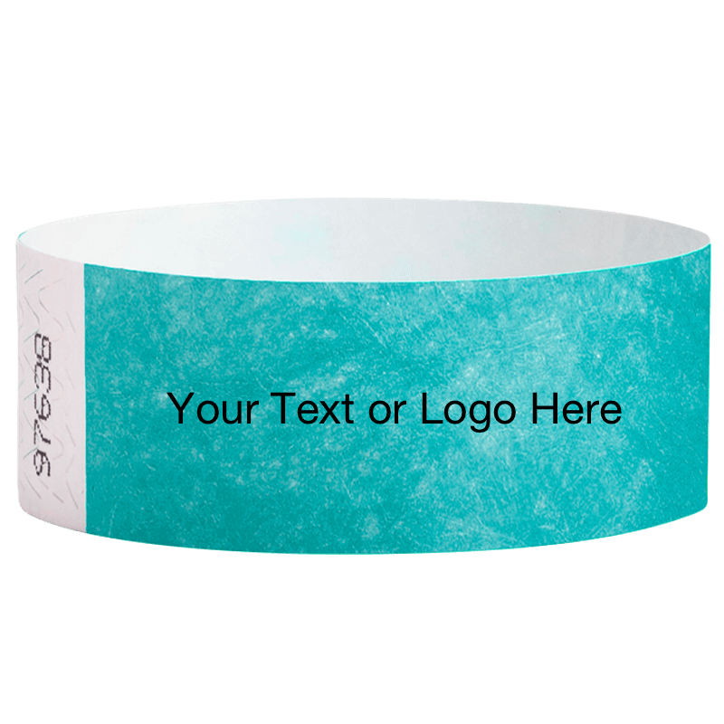 caribbean blue tyvek 1" solid wristband with a placeholder to customize with your text or logo