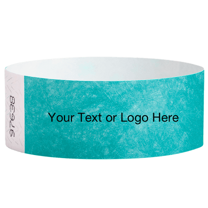 caribbean blue tyvek 1" solid wristband with a placeholder to customize with your text or logo