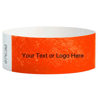 coral red tyvek 1" solid wristband with a placeholder to customize with your text or logo