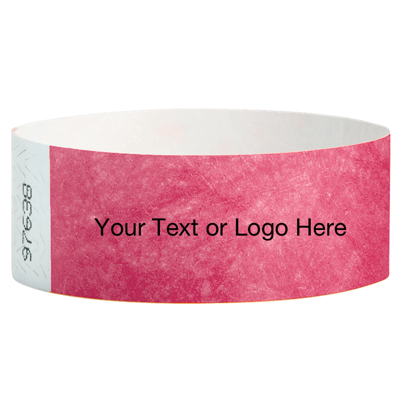 cranberry tyvek 1" solid wristband with a placeholder to customize with your text or logo