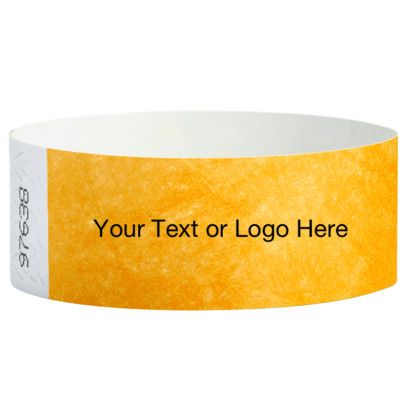 goldenrod tyvek 1" solid wristband with a placeholder to customize with your text or logo