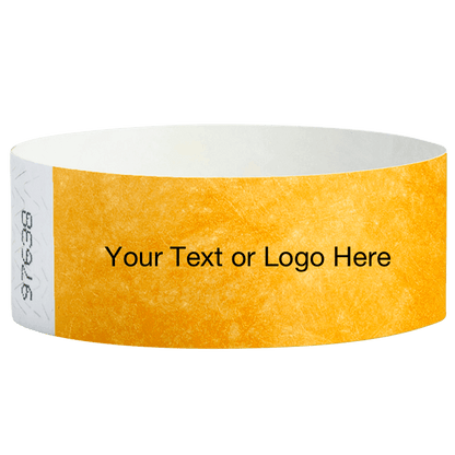 goldenrod tyvek 1" solid wristband with a placeholder to customize with your text or logo
