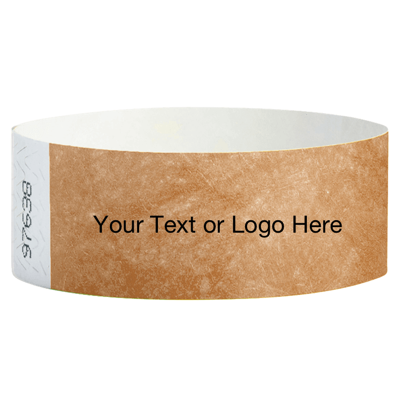 mocha tyvek 1" solid wristband with a placeholder to customize with your text or logo