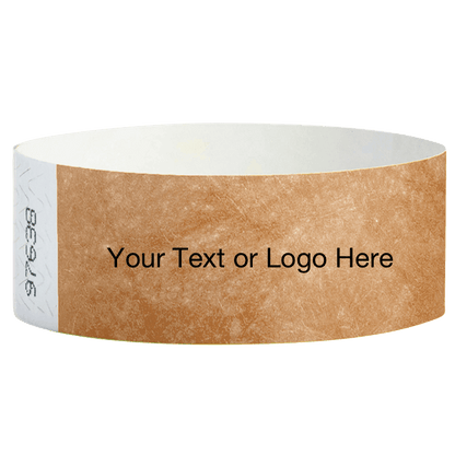 mocha tyvek 1" solid wristband with a placeholder to customize with your text or logo