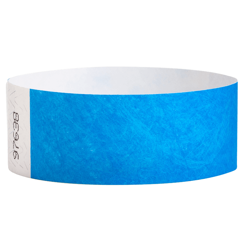 neon blue tyvek 1" solid wristband