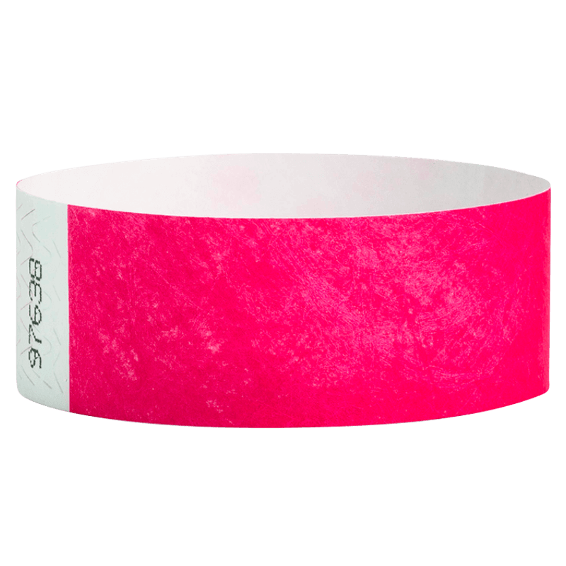 neon pink tyvek 1" solid wristband