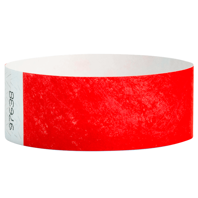 neon red tyvek 1" solid wristband