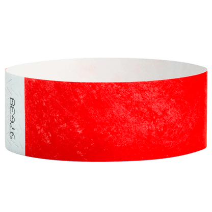 neon red tyvek 1" solid wristband