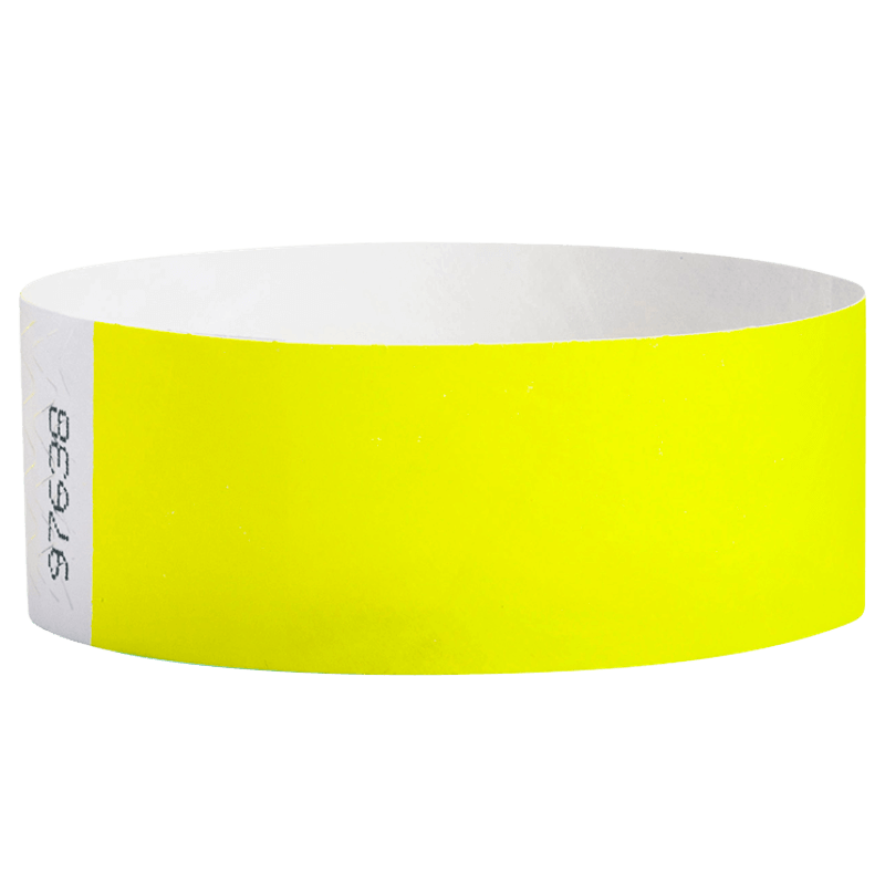 neon yellow tyvek 1" solid wristband