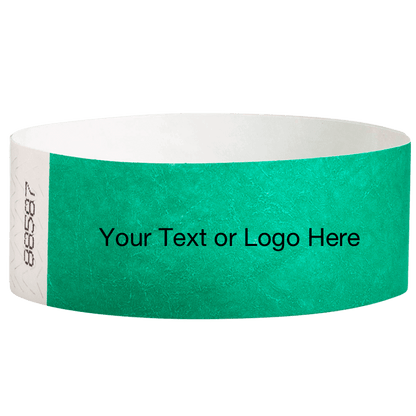 pantone green tyvek 1" solid wristband with a placeholder to customize with your text or logo