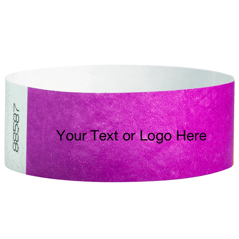 pantone purple tyvek 1" solid wristband with a placeholder to customize with your text or logo