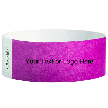 pantone purple tyvek 1" solid wristband with a placeholder to customize with your text or logo