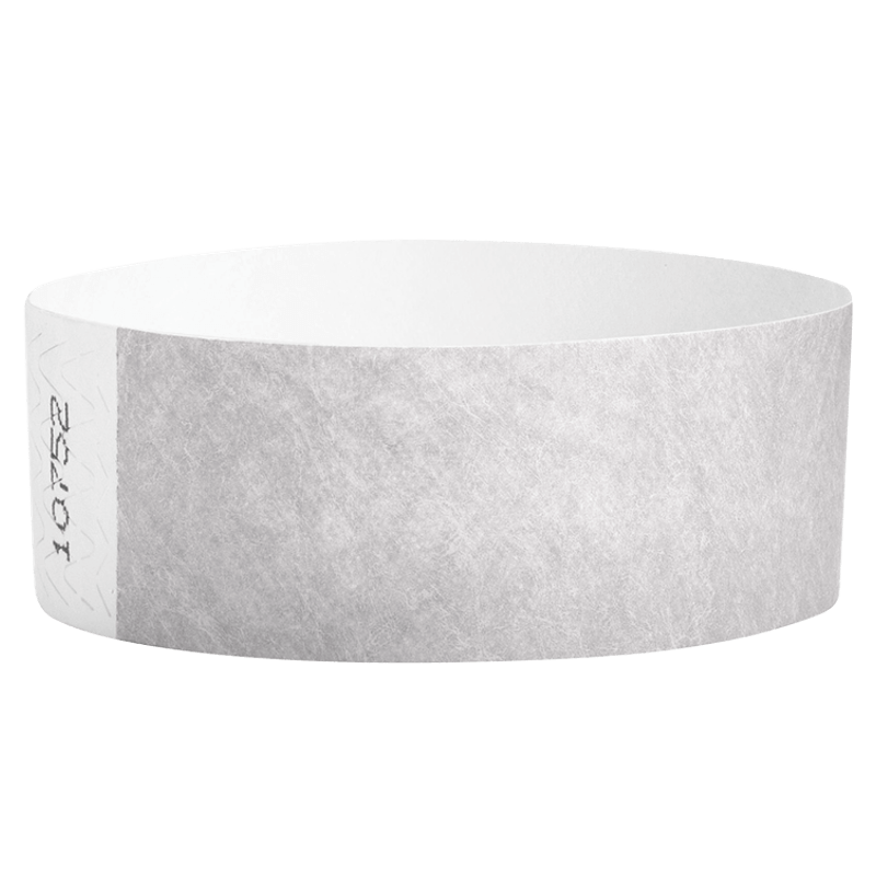 silver tyvek 1" solid wristband