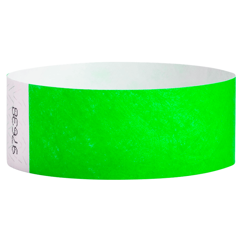 neon green tyvek 1" solid wristband