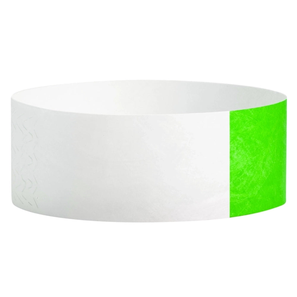 Tyvek 1" half flood wristband in neon green  - shown in round 
