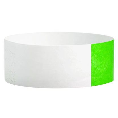 Tyvek 1" half flood wristband in neon green  - shown in round 